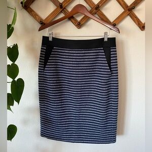 J. Crew Wool Blend Pencil Skirt Navy Striped Skirt Women’s 10